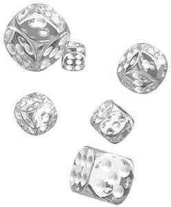 D6 Dice 16 mm Translucent - Clear (12)